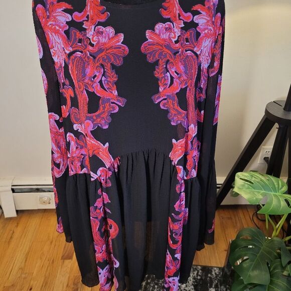 Free People Women's Pink & Black Dress - Picture 14 of 16